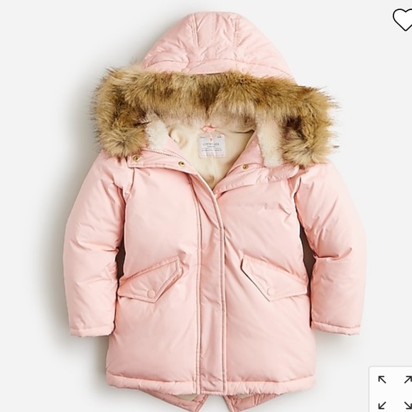 J. Crew Crewcuts Dusty Pink down puffer parka jacket fur hood trim - Picture 4 of 14